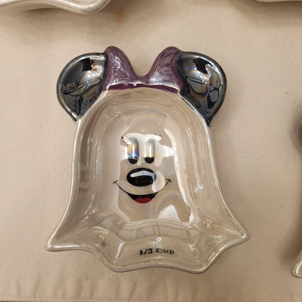 Disney Mickey & Minnie Mouse Ghost Set Of 4 Iridescent Measuring Cups - New - Picture 6 of 8